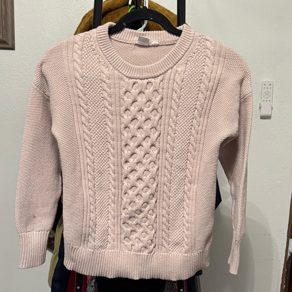 GAP Women's Light Pink Cable Knit Sweater